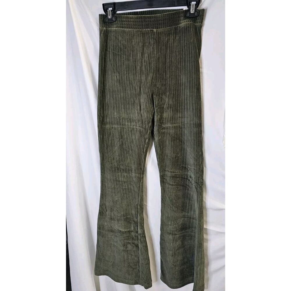 AERIE Womens Groove On Leggings Pants Ribbed Flare Green High Rise ~NWT~ Small